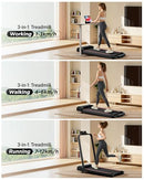 UMAY 3-IN-1 TREADMILL 9% INCLINE WALKING PAD 12KM/H FOLDING 2.5 HP - BLACK - Like New