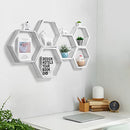 Hexagon Floating Shelves Wall Mounted Honeycomb Shelve Set of 6, White - Brand New
