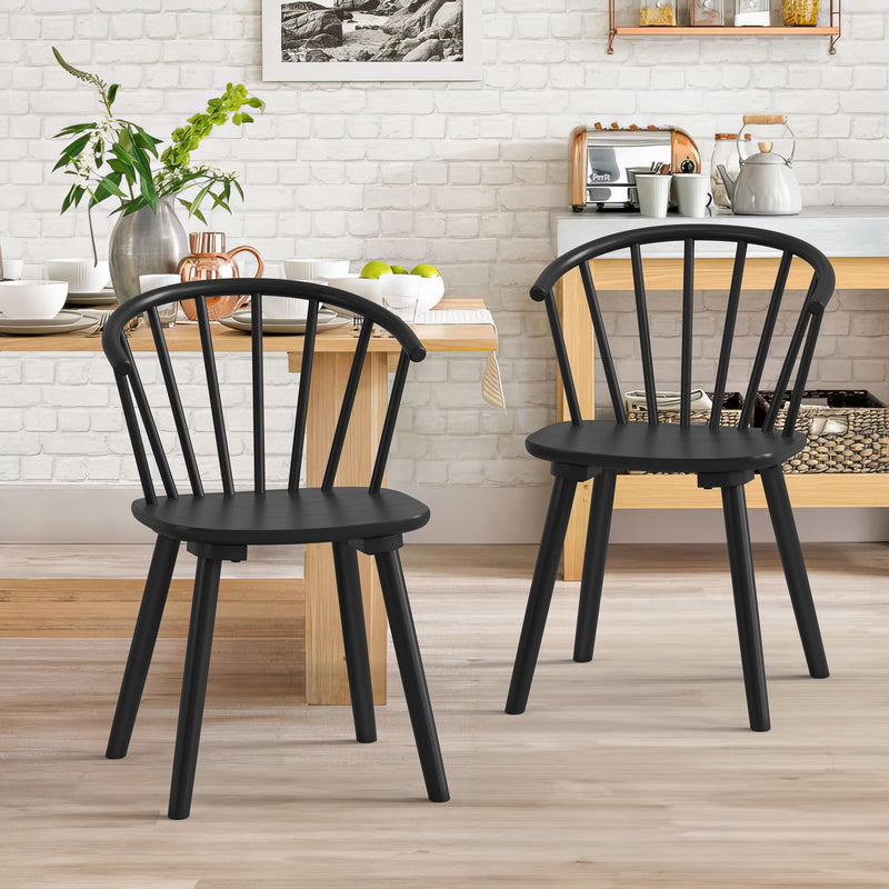 LUE BONA BLACK DINING CHAIRS, SET OF 2, Semicircular Backrest Farmhouse - BLACK - Like New