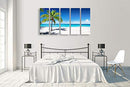 S03958 Large Canvas Wall Art Summer Ocean Waves Coconut Trees 12x32 x5pcs - Brand New