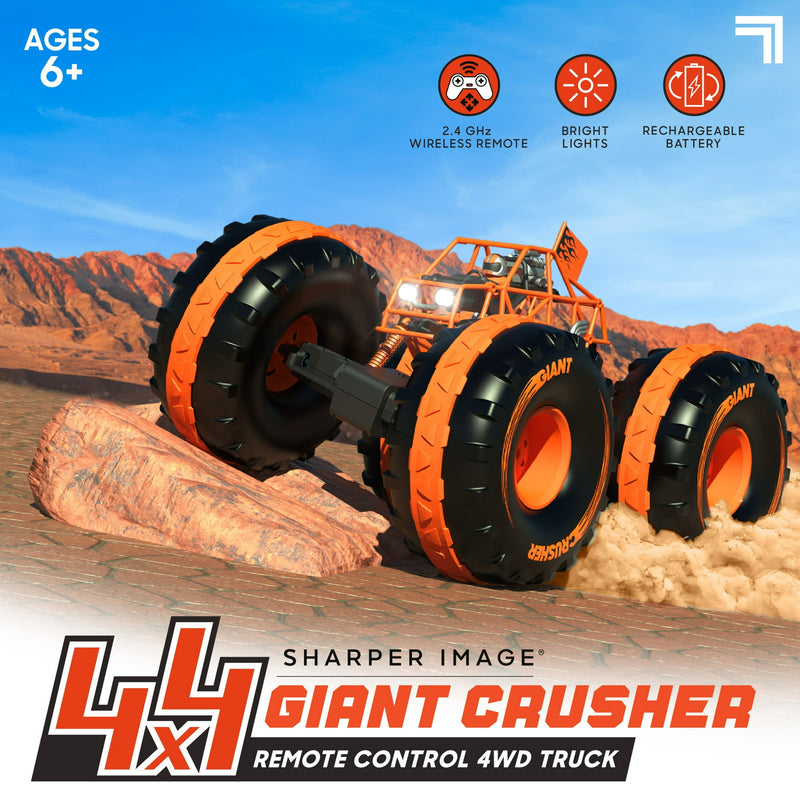 MERCHSOURCE SHARPER IMAGE 4X4 GIANT CRUSHER REMOTE CONTROL - ORANGE/BLACK - Like New