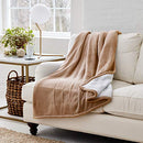 EDDIE BAUER SMART HEATED ELECTRIC THROW BLANKET REVERIBLE SHERPA - KHAKI - Like New