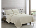 PATINA VIE FLAVIA 100% COTTON STITCHED 3PCS SHAM SET - FULL/QUEEN - LIGHT IVORY - Like New