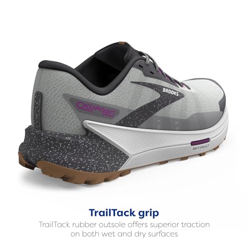 BROOKS WOMEN'S CATAMOUNT 2 TRAIL RUNNING SHOE - ALLOY/OYSTER/VIOLET - 12 - Like New