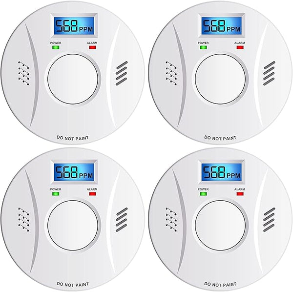 LINSOAL Smoke Carbon Monoxide Detector Co2 Detector Battery 4 Pack - White Like New