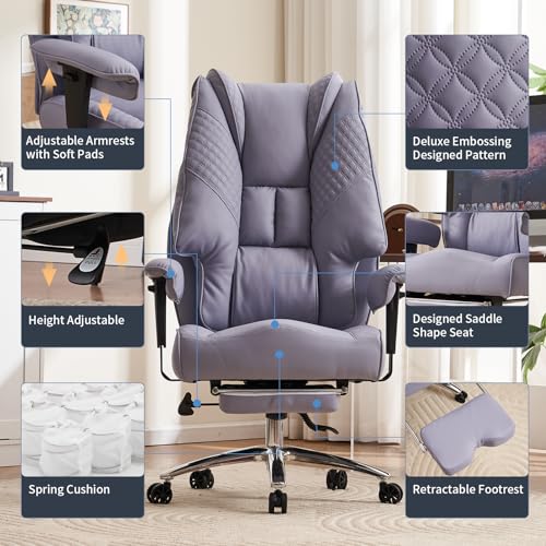 EXCEBET BIG AND TALL OFFICE CHAIR 400LBS WIDE SEAT LEATHER HIGH BACK EXEC CHAIR - Like New