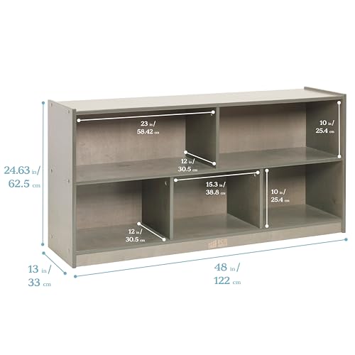 ECR4KIDS 5 COMPARTMENT MOBILE STORAGE CABINET 24IN CLASSROOM FURNITURE GREY WASH - Like New