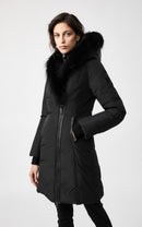 KAY DOWN COAT WITH SILVER FOX FUR SIGNATURE MACKAGE COLLAR BLACK X-SMALL - Brand New