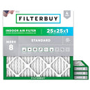 Filterbuy 25x25x1 Air Filter MERV 8 Dust & Allergy Defense (4-Pack) - Brand New