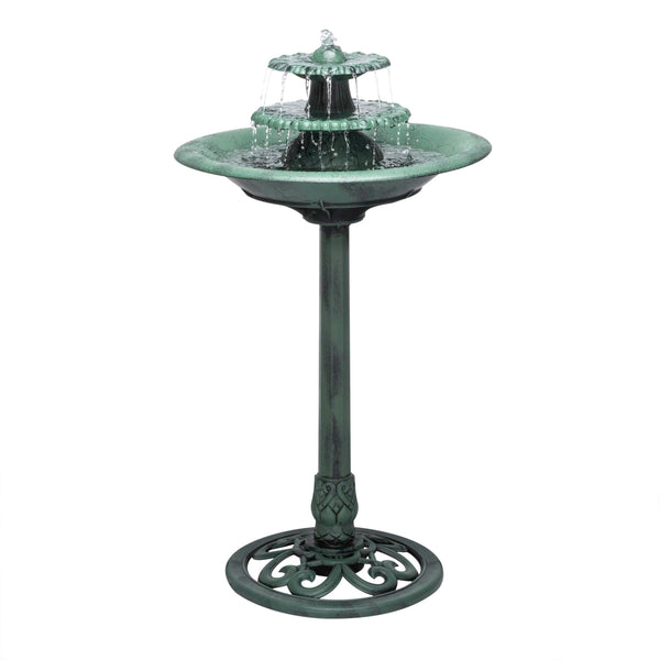 ALPINE CORPORATION 35" OUTDOOR 3-TIERED PEDESTAL WATER FOUNTAIN BIRDBATH - GREEN - Like New