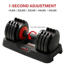 CURSOR FITNESS ADJUSTABLE DUMBBELLS, 5-IN-1 QUICK ADJUSTABLE WEIGHTS - BLACK/RED - Like New