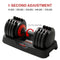 CURSOR FITNESS ADJUSTABLE DUMBBELLS, 5-IN-1 QUICK ADJUSTABLE WEIGHTS - BLACK/RED - Like New