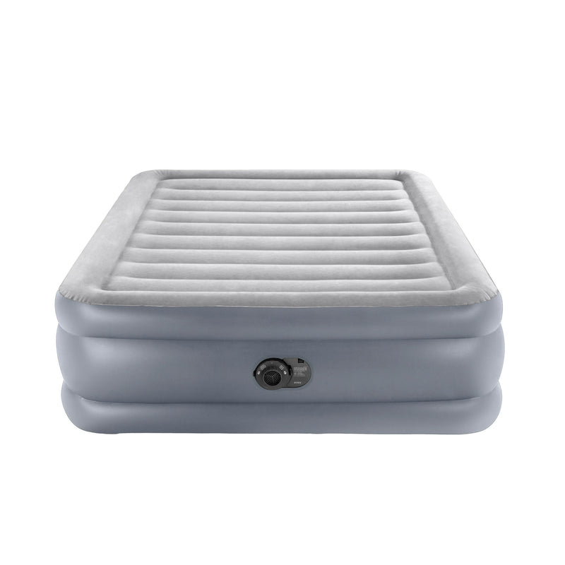 INTEX QUEEN 20 INCH DURA-BEAM DELUXE RAISED AIR BED MATTRESS - LIGHT BLUE - Like New
