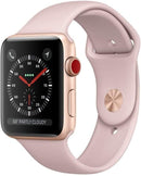 Apple Watch 3 GPS + Cellular 42mm Gold Aluminum Case with Pink Sand Band Like New