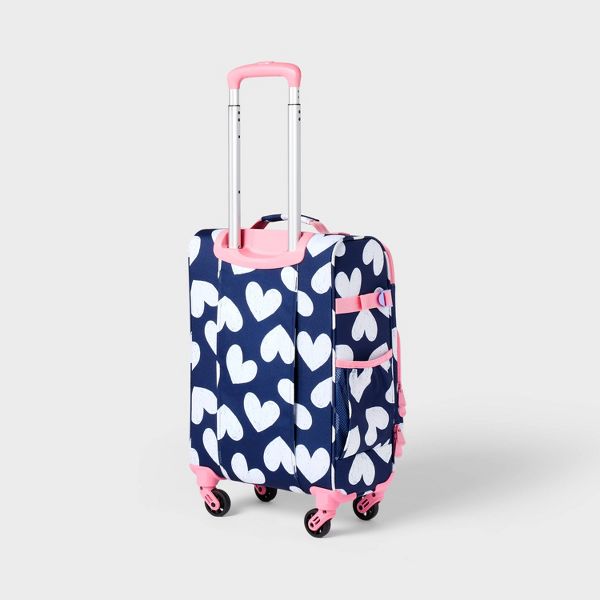CAT & JACK KIDS' SOFTSIDE CARRY ON SPINNER SUITCASE - HEARTS - Like New