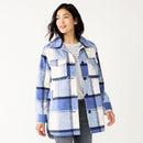 SEBBY SHACKET OVERSIZED JACKET IN THICK PLAID WOOL - SIZE: XS - BLACK/BEIGE - Like New