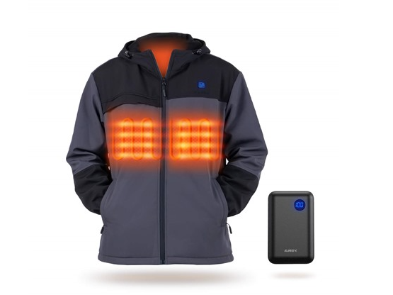 IUREK HEATED JACKET FOR MEN AND WOMEN DETACHABLE HOOD - SIZE: MEN M - GRAY - Like New