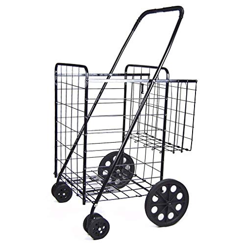 PRIMETRENDZ FOLDING SHOPPING CART DOUBLE BASKET JUMBO SIZE 150LB CA-P5867173 - Like New