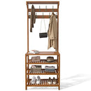 AKTOP ENTRYWAY COAT RACK SHOE STORAGE 4 IN 1 HALL TREE STORAGE 4T - NATURAL - Like New