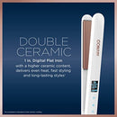 CONAIR DOUBLE CERAMIC FLAT IRON, 1-INCH DIGITAL FLAT IRON CS224 - WHITE - Like New