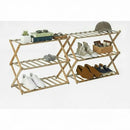 Basicwise Set of 2 Foldable Bamboo Shoe Rack and Storage Shelf Multi-Purpose - Like New