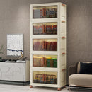 EZPEAKS 5-TIER PLASTIC STORAGE BINS WITH LID, 18.8 GAL EACH TIER - WHITE/BROWN - Like New