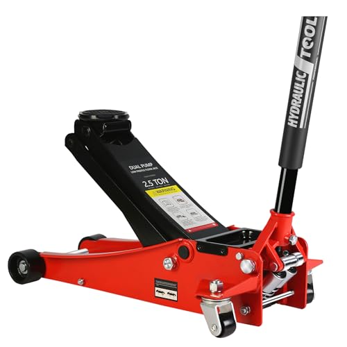 TONEIDER 2.5 TON LOW PROFILE FLOOR JACK (2.5T Dual Pump 3.5"-19.5"(Red)) - Like New