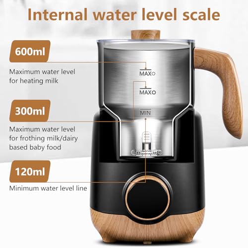 AMZCHEF 8-IN-1 Milk Frother, Steamer, 550 Watts, 21 oz, Stainless Steel, Black - Brand New