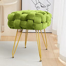 ACEHOME SQUARE OTTOMAN FOOTREST, VELVET FOOTREST STOOL, VANITY STOOL - GREEN - Like New