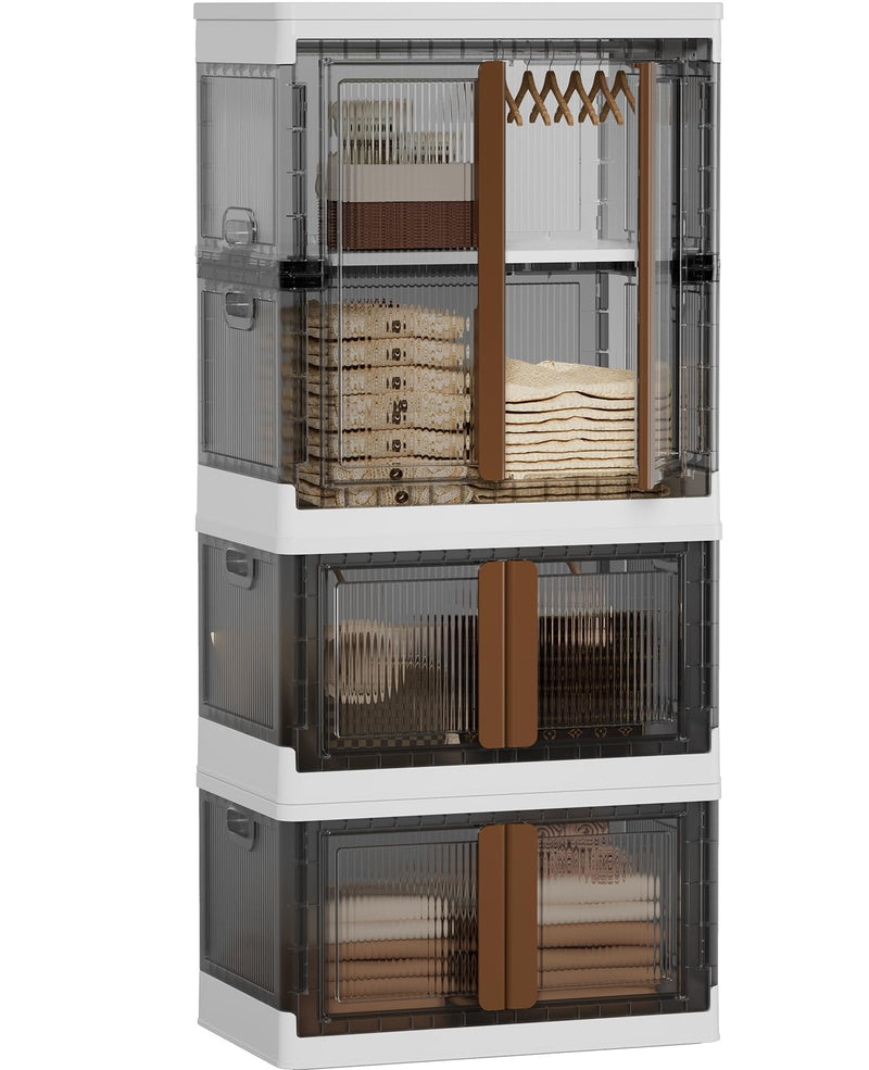 HAIXIN CLOSET ORGANIZERS AND STORAGE 77.6 GAL STACKABLE BINS - CLEAR - Brand New