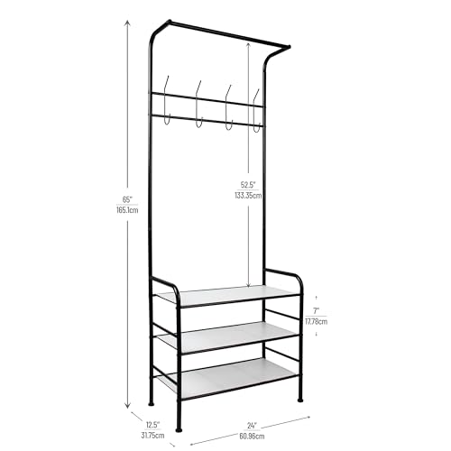 MIND READER COAT AND SHOE RACK HALL TREE FREESTANDING - BLACK - Like New