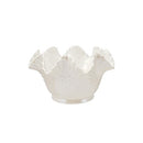 Creative Co-Op Stoneware Ruffled Hobnail Decorative Bowl, White Pearlized Glaze - Like New