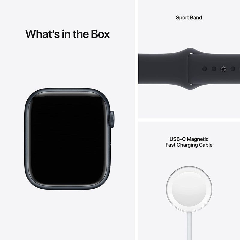 APPLE WATCH SERIES 7 GPS 45MM MIDNIGHT ALUMINUM CASE WITH MIDNIGHT BAND - Like New