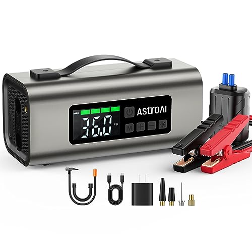 ASTROAI PORTABLE JUMP STARTER AIR 150PSI 2500A CAR BATTERY JUMP STARTER - GRAY - Like New