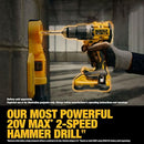 DEWALT 20V MAX XR BRUSHLESS CORDLESS 1/2 IN HAMMER DRILL TOOL ONLY - YELLOW - Like New