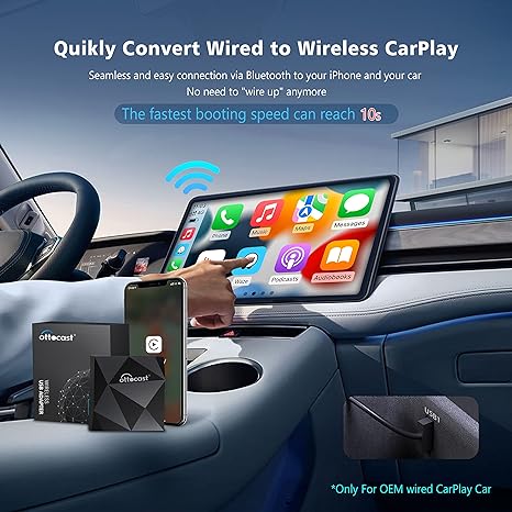 OTTOCAST U2-AIR Wireless CarPlay Adapter Apple 5Ghz WiFi - Black Like New