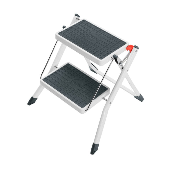 Hailo MK60 Mini Steel Step Stool - Two Large Anti-Slip Steps, 330 lb Capacity - Like New