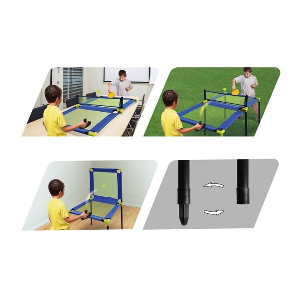 ANYWHERE SPORTS THIN AIR TRAMPOLINE PONG & TABLE TENNIS - 29PC - YELLOW/BLUE - Like New