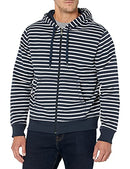 AMAZON ESSENTIALS MEN'S FULL-ZIP FLEECE HOODIE MEN'S NAVY WHITE STRIPE XS - Brand New
