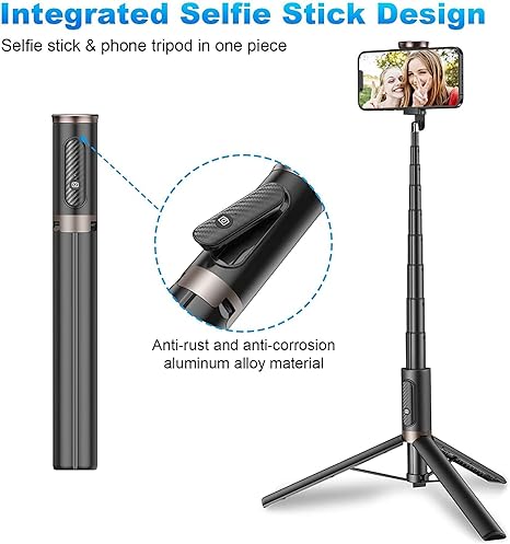 TONEOF 60" Cell Phone Selfie Stick Stand All-in-1 AB-202MAX - Black - Like New