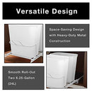 SMART DESIGN PULL OUT DUAL GARBAGE CAN SET OF 2, 6 GALLON WASTE BASKET - WHITE Like New