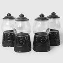 4pc Black Bubble Gum Glass Canisters - Bullseye's Playground B09CT4Y4Z2 - Brand New