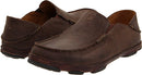 OK10128 OLUKAI MOLOA MEN'S PREMIUM LEATHER SHOES, SIZE 9 - DARK WOOD/JAVA - Like New