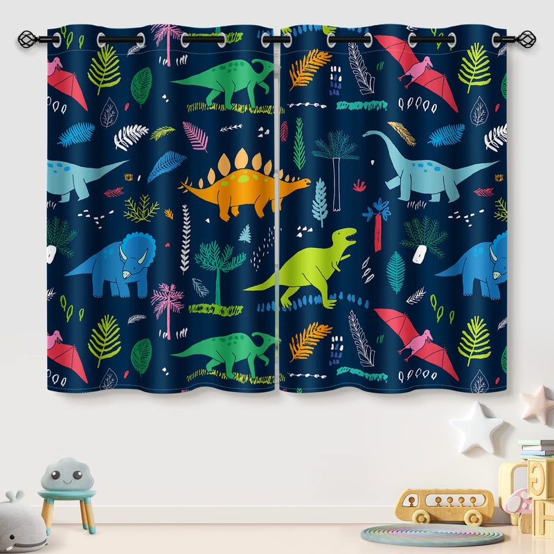 AIMEGO KIDS BOYS DINOSAUR BLACKOUT CURTAINS,2 PANEL 42" X 63", DINOSAUR 0065 - Like New