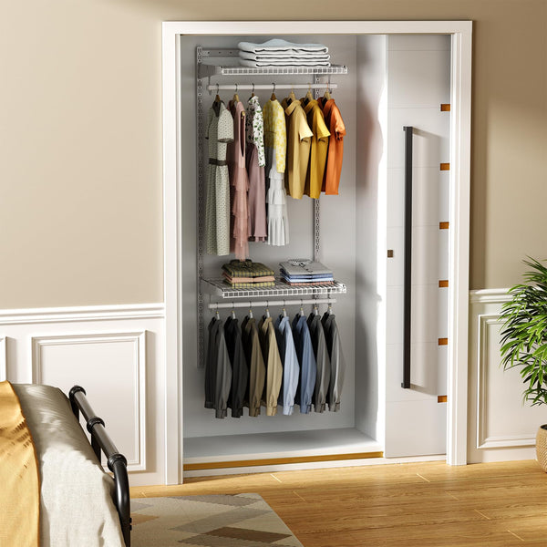 MODCART METAL CLOSET SYSTEM 2-4FT, ADJUSTABLE WIRE SHELVING - WHITE - Brand New