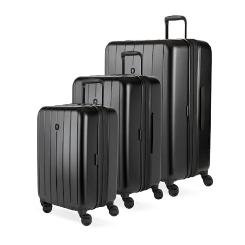 SWISSGEAR WANDERLUST LUGGAGE SPINNER 3-PIECE SET (20/24/28) 8092 - BLACK - Brand New