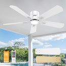 DAMINY 52" 5 Blades Ceiling Fans with Lights Flush Mount 6CCT FJ1026-5 - White - Like New