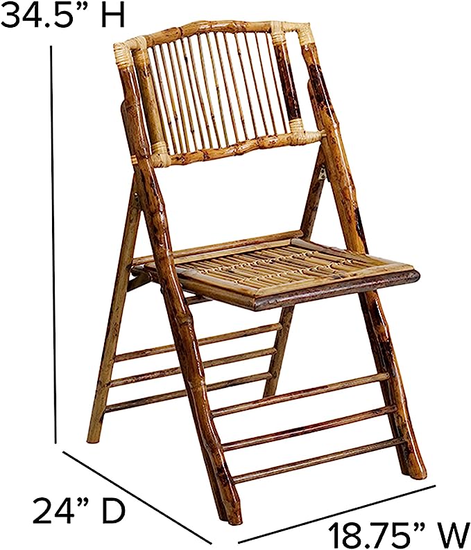 Flash Furniture American Champion Bamboo Folding Chair 4 Pack 4X62111BAM - Brown - Like New