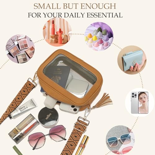 Loxomu Clear Crossbody Bag Stadium Approved Waterproof Purses Women Brown - Like New