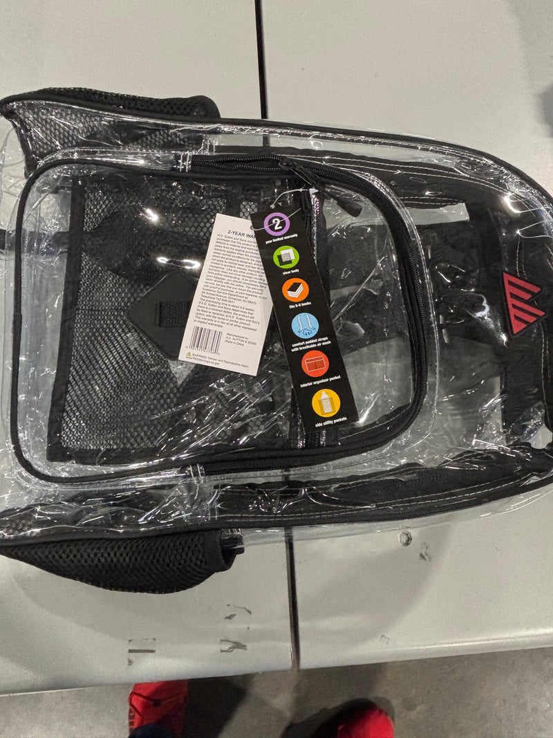 TRAILMAKER DELUXE 18" CLEAR BACKPACK - BLACK - Brand New